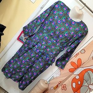 Silk Studio midi dress 80's all over flower print button up B16